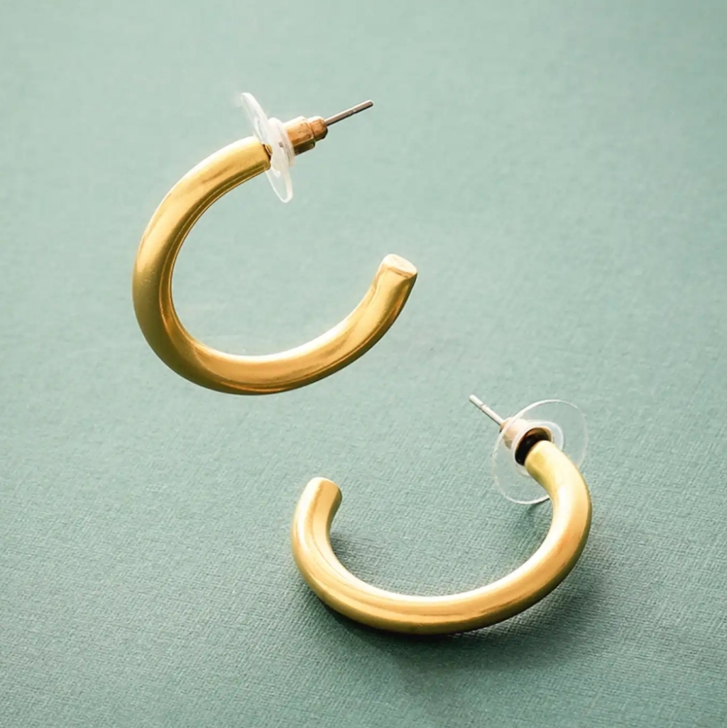 Nwt Marley Lilly Gold Brushed Hoop Earrings